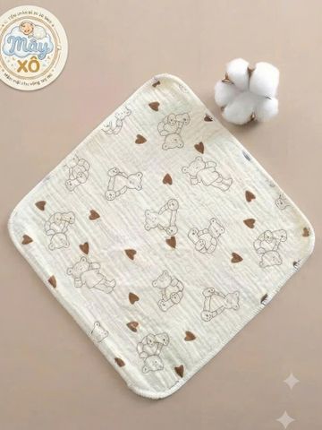 Khăn sữa muslin 4 lớp, set 10c tặng 2, 100% cotton siêu thấm hút