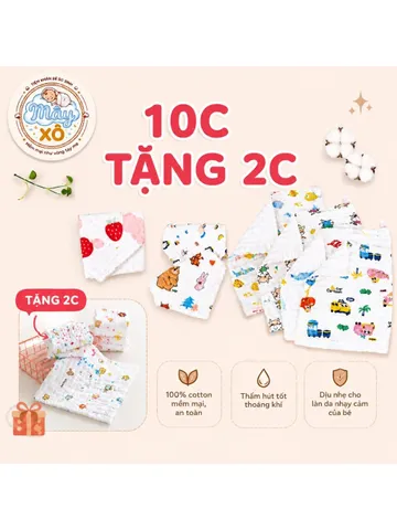 Khăn xô sữa 6 lớp mềm mịn, không xù lông, thấm hút tốt cho bé