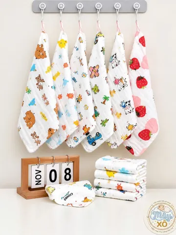 Khăn xô sữa 6 lớp mềm mịn, không xù lông, thấm hút tốt cho bé