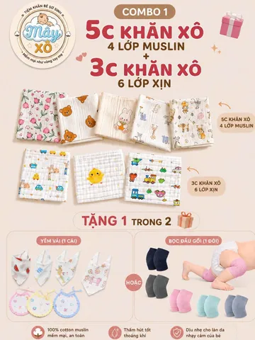 Khăn xô sữa 6 lớp mềm mịn, không xù lông, thấm hút tốt cho bé