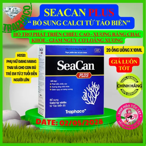 Ống uống SeaCan Traphaco hỗ trợ Bổ Sung Canxi tự nhiên  giúp xương chắc khỏe hộp 20 ống x 10ml