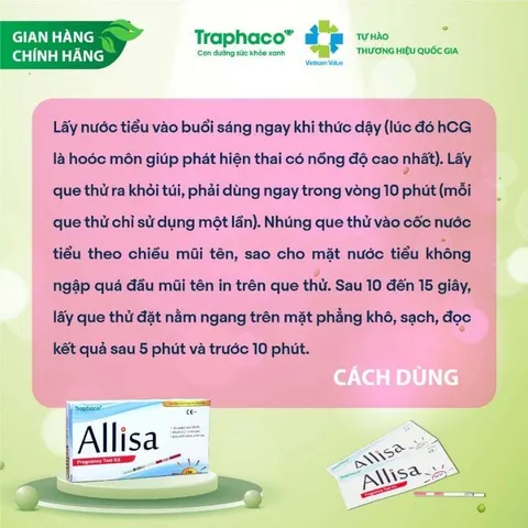 [Che Tên] Combo 9 Que thử thai Allisa Traphaco Có Cốc - Đạt chuẩn xuất sang Châu Âu