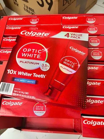 SET 4 TUÝP KEM ĐÁNH RĂNG COLGATE OPTIC WHITE PLATINUM TEETH WHITENING TOOTHPASTE -nhap mỹ