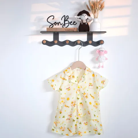 Bộ quần áo pyjama cho bé SONBEE chất liệu sợi tổng hợp cao cấp, form rộng thoải mái, size 11-20kg