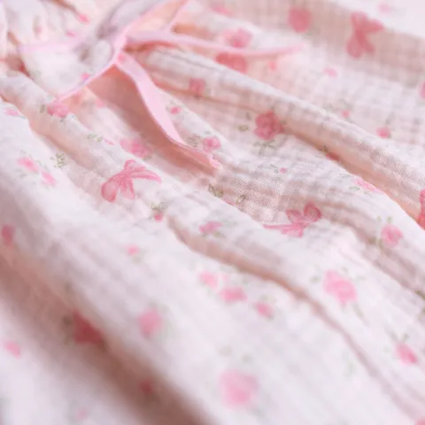 Bộ 2 Dây Bé Gái Vải Xô Muslin SONBEE, Đồ Bộ Mặc Nhà Đồ Ngủ Mùa Hè Cho Bé Phối Bèo Họa Tiết Đáng Yêu