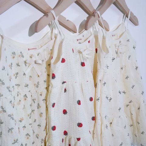 Đầm 2 dây 3 tầng cho bé gái xô Muslin SONBEE form rộng mặc ngủ chất liệu xô chính phẩm loại 1.