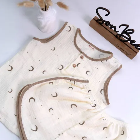 Bộ sát nách bé trai SONBEE chất xô muslin, bộ bé trai mùa hè, thoáng mát, size từ 10-26kg