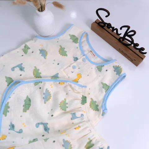 Bộ sát nách bé trai SONBEE chất xô muslin, bộ bé trai mùa hè, thoáng mát, size từ 10-26kg