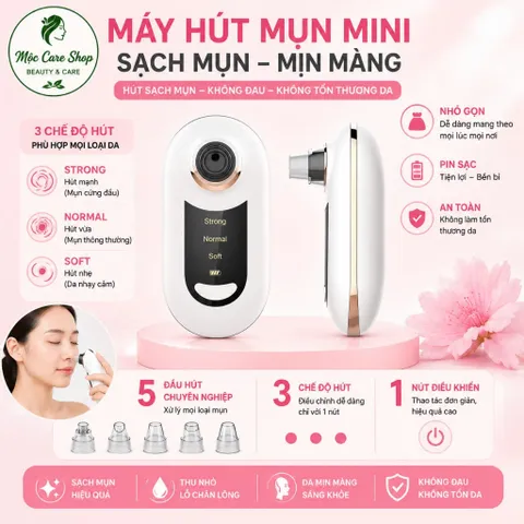 Máy Hút Mụn Mini Cầm Tay Tích Điện, Máy Hút Mụn Đầu Đen, Mụn Cám Bã Nhờn Siêu Khoẻ Dùng Cá Nhân & Spa dễ sử dụng