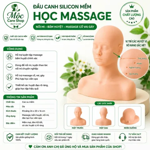 Đầu canh học massage cổ vai gáy (Có điểm bấm huyệt). Canh Lưng Silicon MC