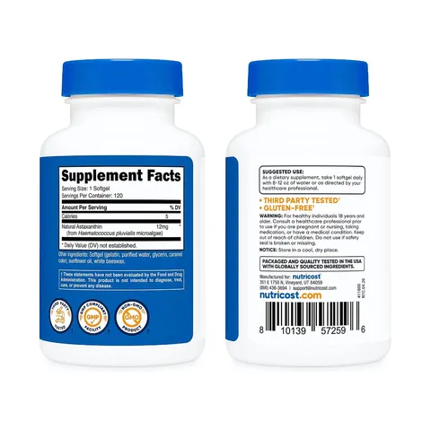 Viên Uống Nutricost Astaxanthin 12mg Hỗ Trợ Chống Oxy Hóa Cải Thiện Sức Khỏe Tim Mạch - YoungFit