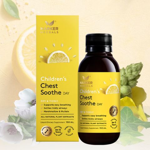 Siro Harker Herbals Children's Chest Soothe DAY |150 mL| Giảm ho khan/ngứa rát họng - Long đờm ban ngày & dễ thở hơn cho trẻ 6 tháng - 12 tuổi [S/P Chuẩn NZ]