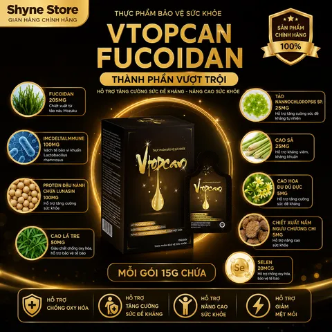 VTOPCAN FUCOIDAN – Thực phẩm bảo vệ sức khỏe hỗ trợ tăng sức đề kháng, chống oxy hóa, giảm mệt mỏi