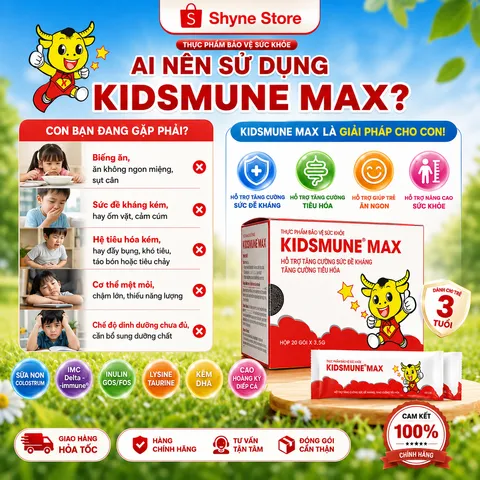 Kidsmune Max - Men Vi Sinh Hỗ Trợ Tiêu Hóa, Tăng Đề Kháng, Giúp Trẻ Ăn Ngon, Ngủ Ngon và Phát Triển Toàn Diện