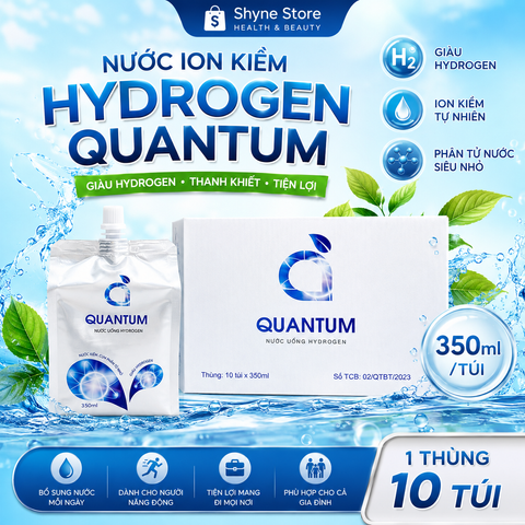 10 Túi Nước Quantum Hydrogen - Nước Ion Kiềm, Hỗ Trợ Chống Oxy Hóa, Cân Bằng pH