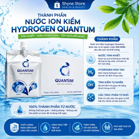 10 Túi Nước Quantum Hydrogen - Nước Ion Kiềm, Hỗ Trợ Chống Oxy Hóa, Cân Bằng pH