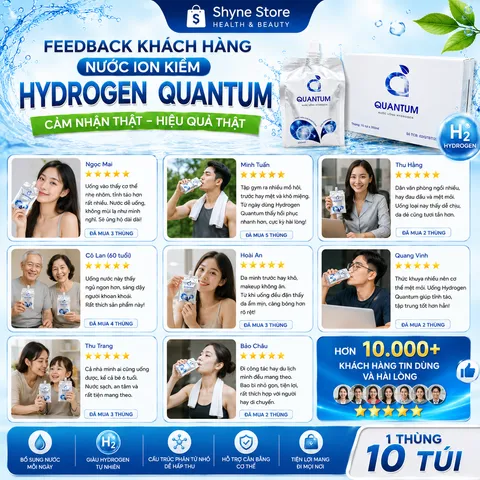 10 Túi Nước Quantum Hydrogen - Nước Ion Kiềm, Hỗ Trợ Chống Oxy Hóa, Cân Bằng pH