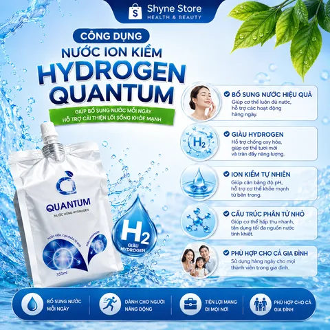 10 Túi Nước Quantum Hydrogen - Nước Ion Kiềm, Hỗ Trợ Chống Oxy Hóa, Cân Bằng pH