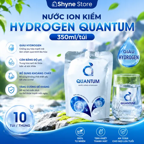 Nước Uống Hydrogen Quantum – Nước Hydrogen Dạng Túi 350ml – Nước Uống Hàng Ngày – 1 Thùng 10 Túi