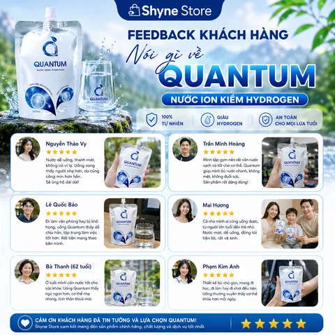 Nước Uống Hydrogen Quantum – Nước Hydrogen Dạng Túi 350ml – Nước Uống Hàng Ngày – 1 Thùng 10 Túi