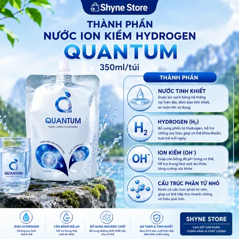 Nước Uống Hydrogen Quantum – Nước Hydrogen Dạng Túi 350ml – Nước Uống Hàng Ngày – 1 Thùng 10 Túi
