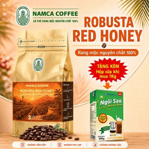 (1 kg) CÀ PHÊ ROBUSTA RED HONEY (Rang Mộc Nguyên Chất 100%) (Đã bao gồm 8% VAT)
