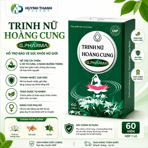 Trinh Nữ Hoàng Cung Hỗ Trợ Giảm U Xơ Tử Cung và U Xơ Tuyến Tiền Liệt - Hộp 60 Viên