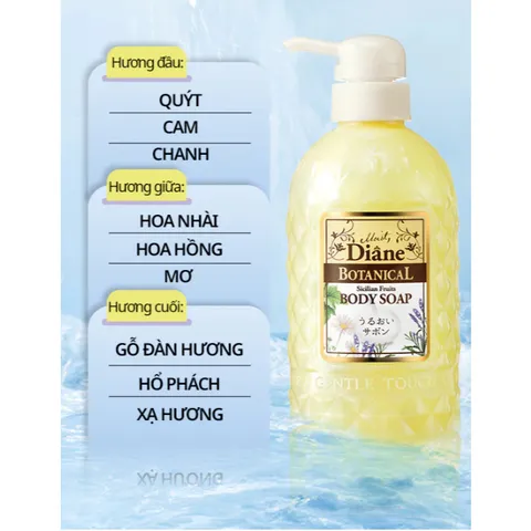 Sữa Tắm Dưỡng Ẩm Cho Da Nhạy Cảm, Da Khô Moist Diane Botanical Sicilian Fruits, Hương Trái Cây 500ml