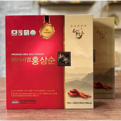 Nước Hồng Sâm Không Đường 100% Daesan Hộp 30 Gói 70ml