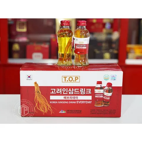 Nước hồng sâm Hàn Quốc hộp 10 chai có củ sâm tươi