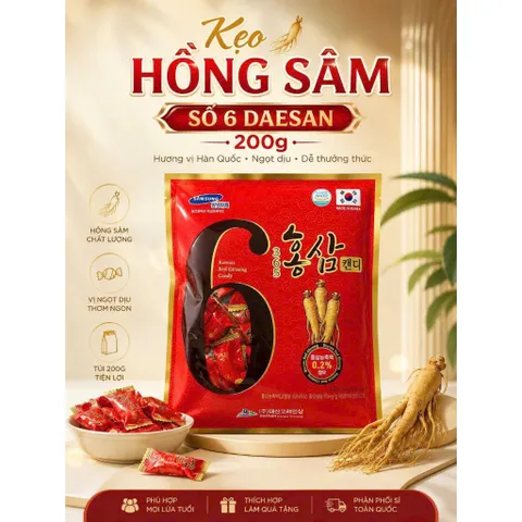 Kẹo hồng sâm Hàn Quốc bịch 200g