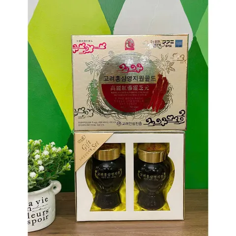 Cao hồng sâm linh chi Hàn Quốc Gold hộp 2 lọ x 300g