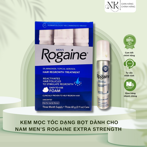 (HÀNG CHÍNH HÃNG MỸ) KEM MỌC TÓC DẠNG BỌT DÀNH CHO NAM MEN'S ROGAINE EXTRA STRENGTH 60ml