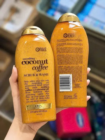 (HÀNG CHÍNH HÃNG MỸ) SỮA TẮM TẨY TBC OGX BEAUTY SMOOTHING COCONUT COFFEE SCUB & WASH 577ML