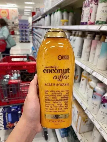 (HÀNG CHÍNH HÃNG MỸ) SỮA TẮM TẨY TBC OGX BEAUTY SMOOTHING COCONUT COFFEE SCUB & WASH 577ML