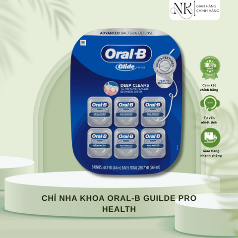 ( HÀNG CHÍNH HÃNG MỸ) CHỈ NHA KHOA ORAL-B GUILDE PRO HEALTH vỉ 6 hộp x 44m/hộp