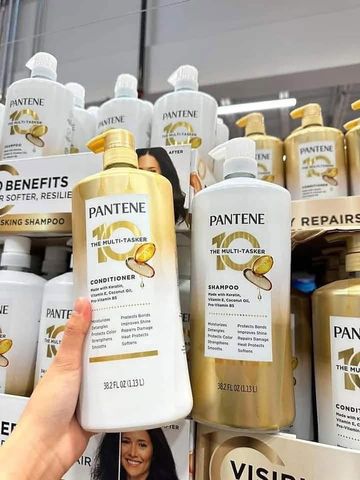 (HÀNG CHÍNH HÃNG MỸ) SET GỘI VÀ XẢ PANTENE THE MULTI TASKER 10 SHAMPOO & CONDITIONER 1.13LIT