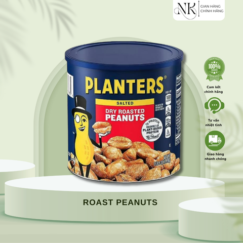 (HÀNG CHÍNH HÃNG MỸ) ĐẬU PHỘNG RANG MUỐI CAO CẤP SIÊU NGON CỦA MỸ PLANTERS SALTED DRY ROASTED PEANUTS HỘP 1.47KG