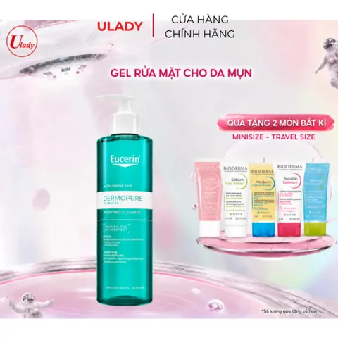 [Eucerin] [Kèm Quà Tặng] Gel Rửa Mặt Cho Da Nhờn Mụn 200ml - Dermopure Clinical Purifying Cleanser
