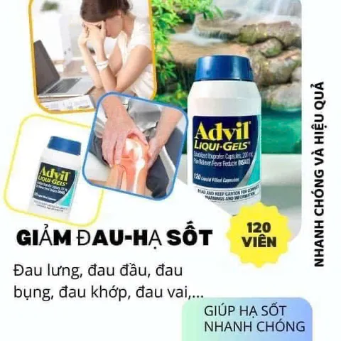 (HÀNG CHÍNH HÃNG MỸ) VIÊN UỐNG GIẢM ĐAU ADVIL LIQUI-GELS 2X120 viên