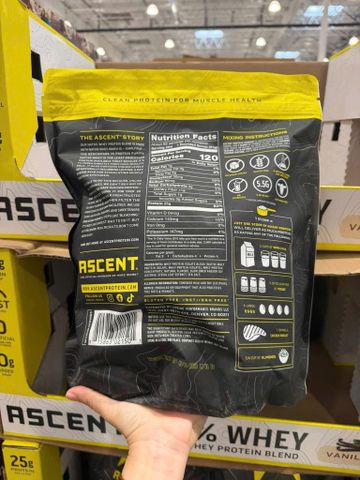 (HÀNG CHÍNH HÃNG MỸ) BỘT WHEY - ASCENT 100% WHEY - PROTEIN 1.9kg