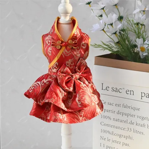 Váy Phượng Hoa Niên - (Tặng kẹp nơ), Áo Tết cho thú cưng - Áo, váy cho chó mèo, thú cưng - Ziềng iu Petshop