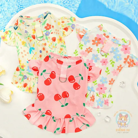 Váy Xuân Hạ (Có Size Lớn) cho thú cưng - Tặng kẹp nơ nhỏ - Áo, váy cho chó mèo, thú cưng - Ziềng iu Petshop
