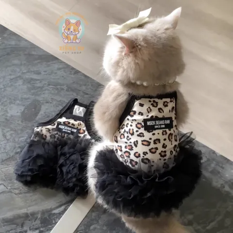 Váy Xòe Báo Bánh Bèo (Tặng kẹp nơ) cho thú cưng - Áo, váy cho chó mèo, thú cưng - Ziềng iu Petshop