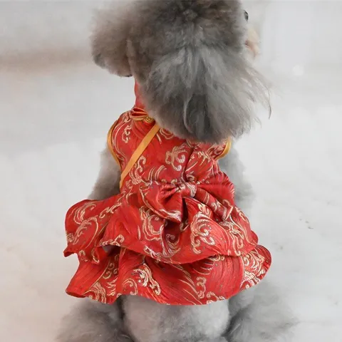 Váy Phượng Hoa Niên - (Tặng kẹp nơ), Áo Tết cho thú cưng - Áo, váy cho chó mèo, thú cưng - Ziềng iu Petshop
