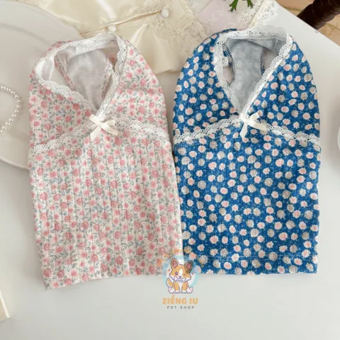 Áo Hoa Nhí Vintage (Tặng kẹp nơ) cho thú cưng - Áo, váy cho chó mèo, thú cưng - Ziềng iu Petshop