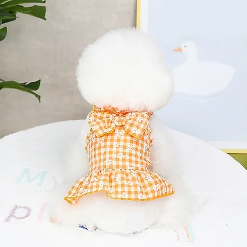 Váy Nơ Kẻ Caro (Tặng kẹp nơ) cho thú cưng - Áo, váy cho chó mèo, thú cưng - Ziềng iu Petshop