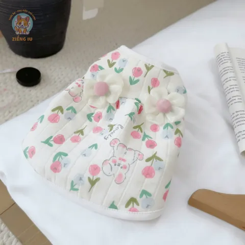Váy Vườn Xuân (Tặng kẹp nơ) cho thú cưng - Áo, váy cho chó mèo, thú cưng - Ziềng iu Petshop
