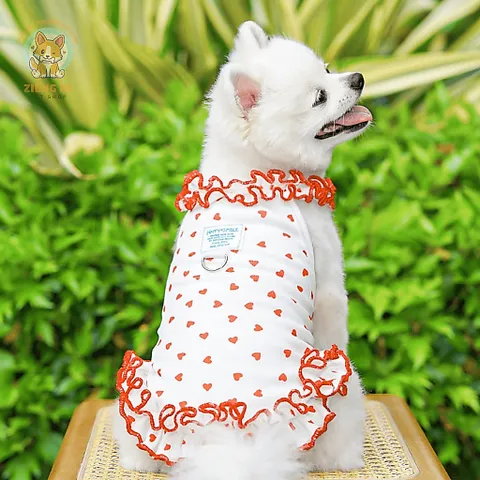 Váy hoa nhí cổ bèo (Tặng kẹp nơ) cho thú cưng - Áo, váy cho chó mèo, thú cưng - Ziềng iu Petshop