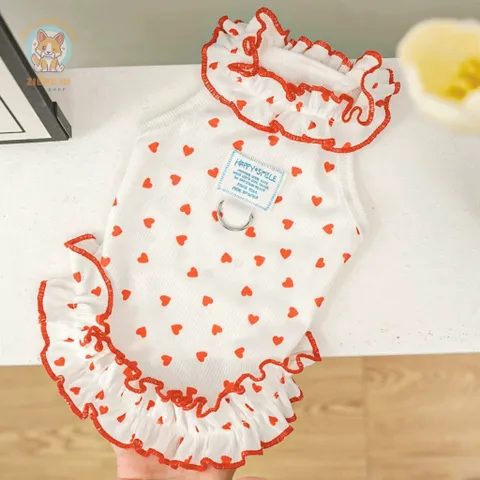 Váy hoa nhí cổ bèo (Tặng kẹp nơ) cho thú cưng - Áo, váy cho chó mèo, thú cưng - Ziềng iu Petshop